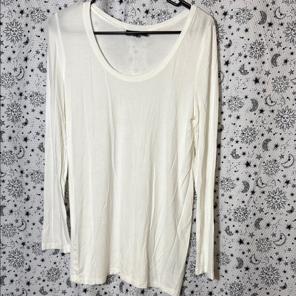 POL Cream Fitted Long Sleeve Blouse